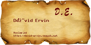 Dávid Ervin névjegykártya