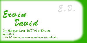 ervin david business card